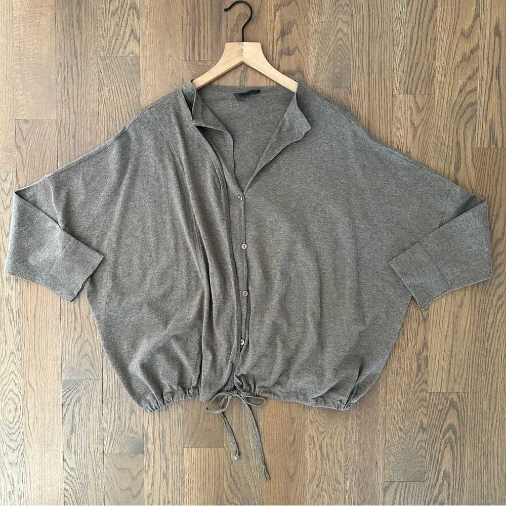 Oska Cashmere Blend Drawstring Waist Oversize Cardigan Sweater Light Brown Large